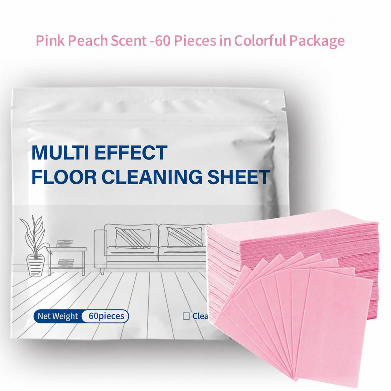 🧹✨ 60-Pieces Multi-Effect Floor Cleaning Sheets – Powerful Stain Removal & Fresh Scent 🌿