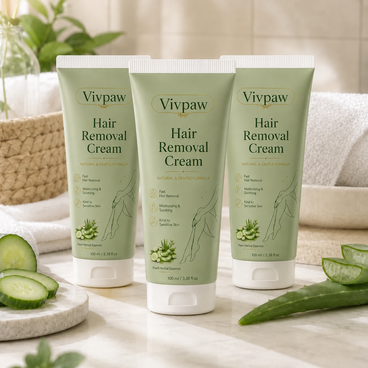 Vivpaw Natural Gentle Hair Removal Cream | For Women & Men, Sensitive Skin