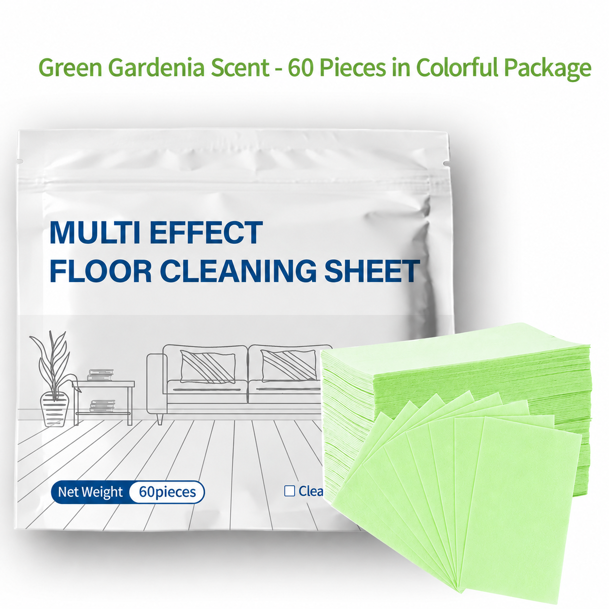 🧹✨ 60-Pieces Multi-Effect Floor Cleaning Sheets – Powerful Stain Removal & Fresh Scent 🌿