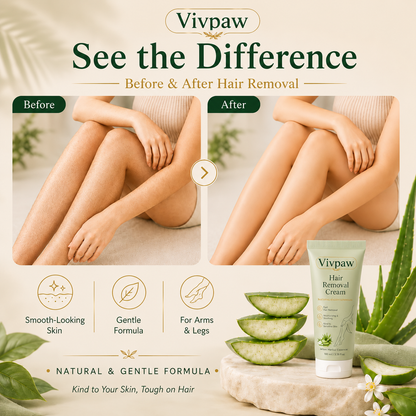 Vivpaw Natural Gentle Hair Removal Cream | For Women & Men, Sensitive Skin