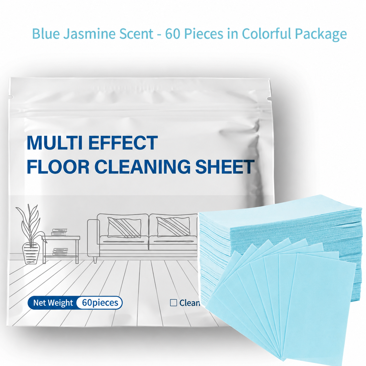 🧹✨ 60-Pieces Multi-Effect Floor Cleaning Sheets – Powerful Stain Removal & Fresh Scent 🌿