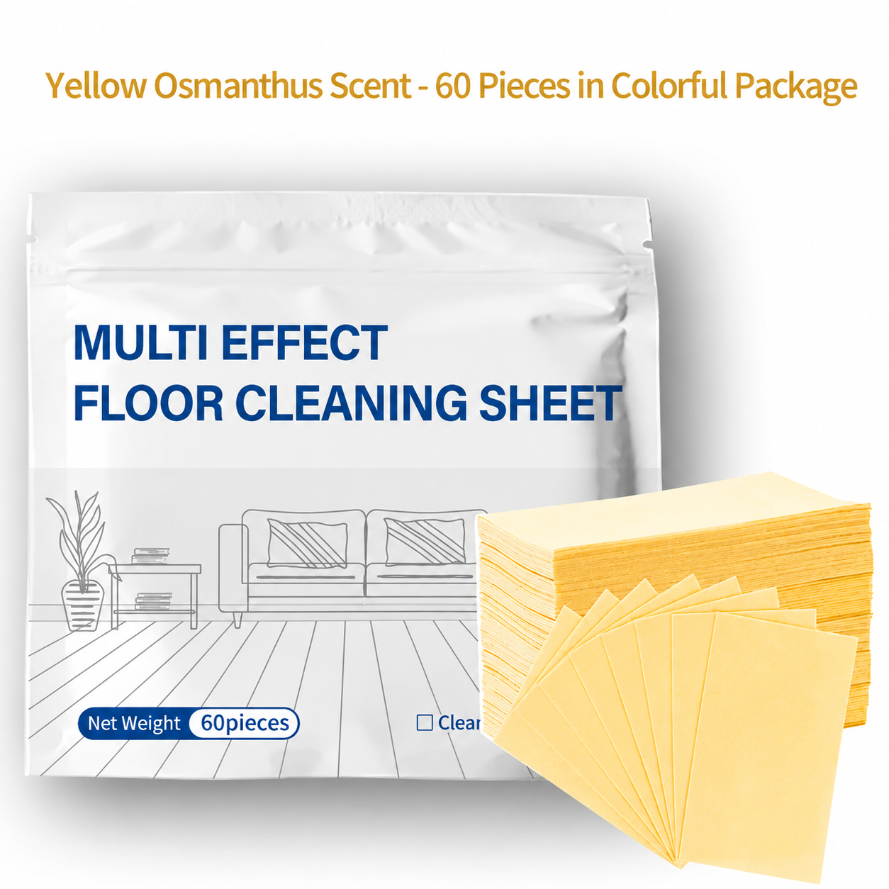 🧹✨ 60-Pieces Multi-Effect Floor Cleaning Sheets – Powerful Stain Removal & Fresh Scent 🌿