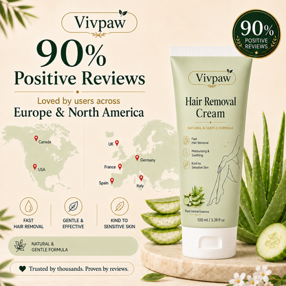 Vivpaw Natural Gentle Hair Removal Cream | For Women & Men, Sensitive Skin